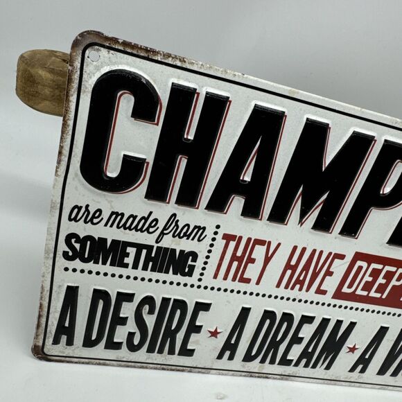 Vintage Style Champions Motivational Metal Wall Sign Decor Inspirational Plaque - Picture 3 of 4